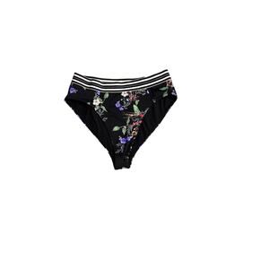 Athleta Floral Striped Bikini Bottoms Women’s Size Small Black Swim Bottom